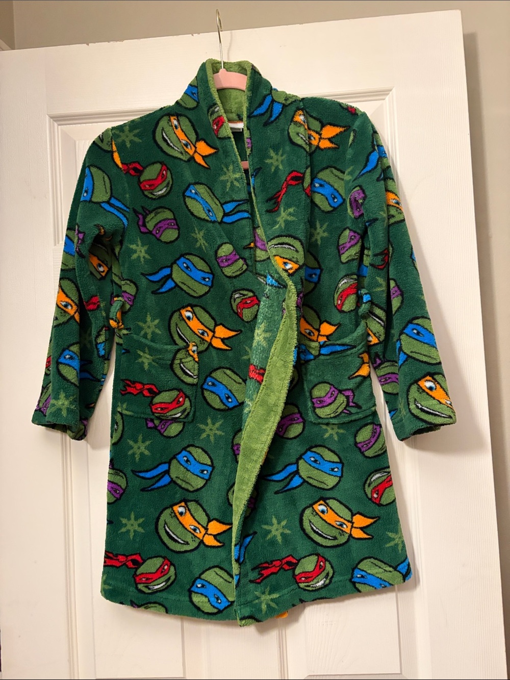 Nickelodeon Green Teenage Mutant Ninja Turtles Fleece Robe with Multicolor Masks